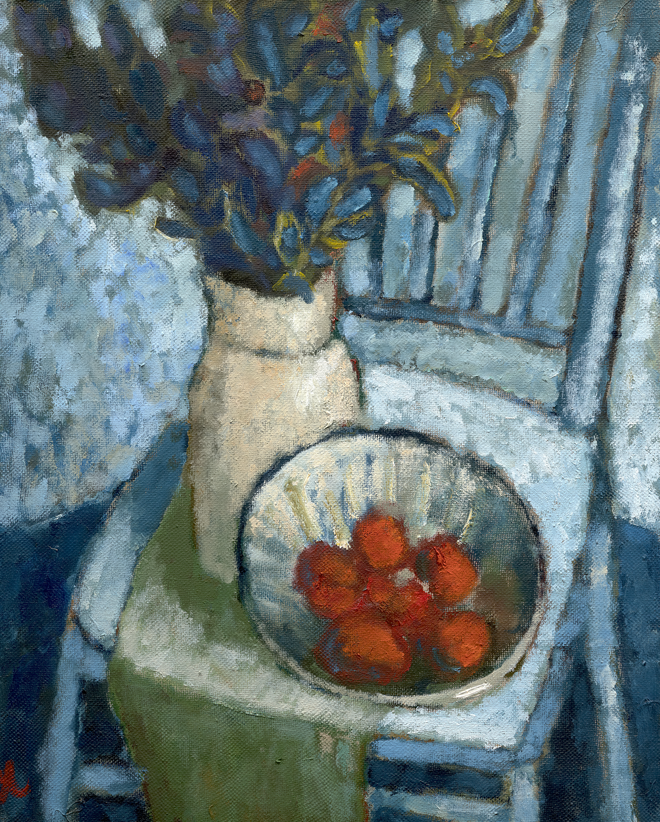 The Vase and Fruit on a Blue Chair, 2018