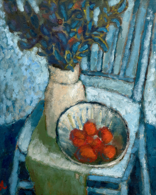 The Vase and Fruit on a Blue Chair, 2018